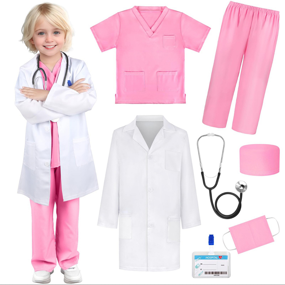 Medical Lab Coat - 7 Pcs/Pack Kid White Medical Uniform