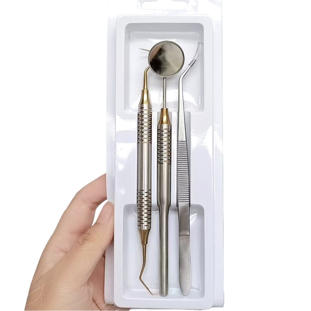 Dental Black & Gold 3Pcs Stain - Dental Mirror Probe ulasan dan harga