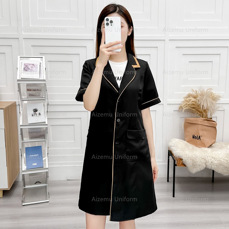 black beauty uniform with beau - Medical Lab Coat ulasan dan harga