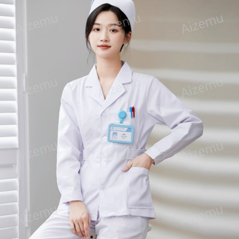 New White Long Sleeve Nurse Un - Medical Lab Coat ulasan dan harga