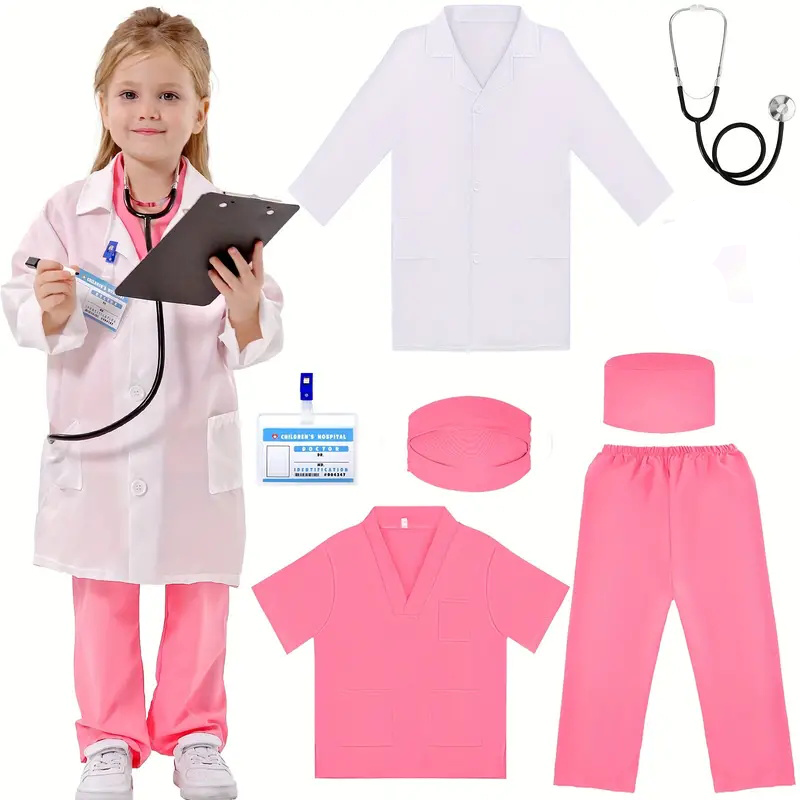 7PCS Kids Doctor Nurse Cosplay - Medical Lab Coat ulasan dan harga