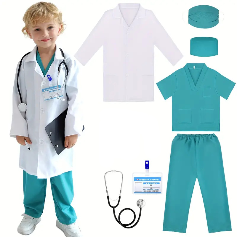 7PCS Kids Doctor Nurse Cosplay - Medical Lab Coat ulasan dan harga