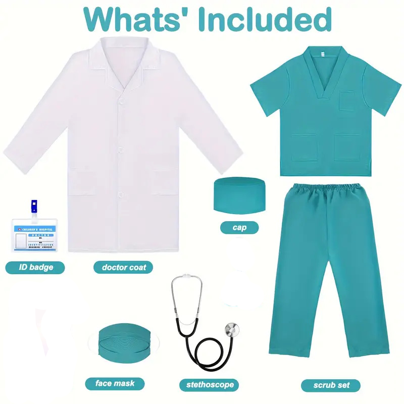7PCS Kids Doctor Nurse Cosplay - Medical Lab Coat ulasan dan harga