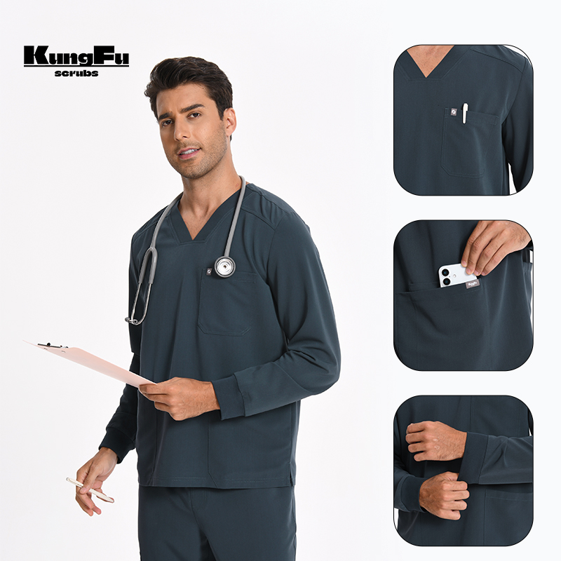 Men's Medical Scrubs Set Long  - Medical Lab Coat ulasan dan harga