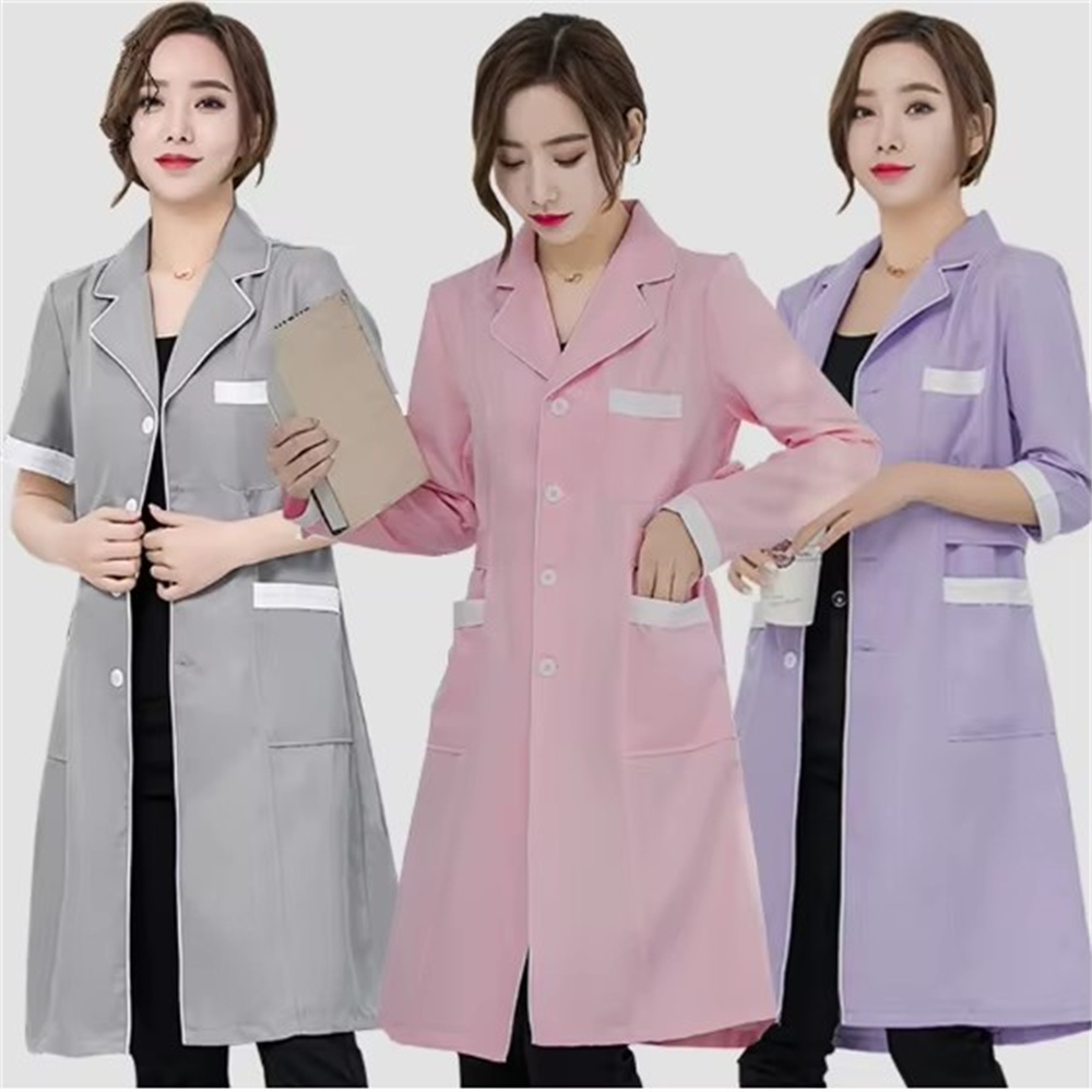 High grade gray solid color sl - Medical Lab Coat ulasan dan harga