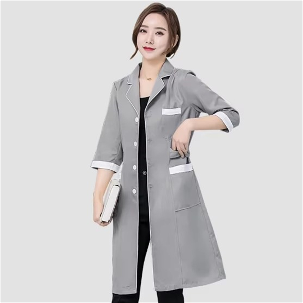 High grade gray solid color sl - Medical Lab Coat ulasan dan harga